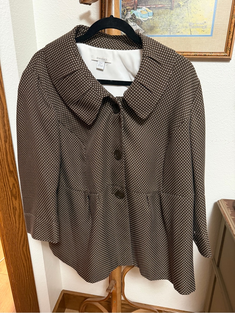 Retro dressbarn Brown Polka Dot Peplum Peacoat